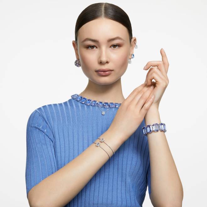 Swarovski DV4B564 gioielleria cristalli oversize, taglio ottagonale, blu, placcati rodio braccialetto millenario