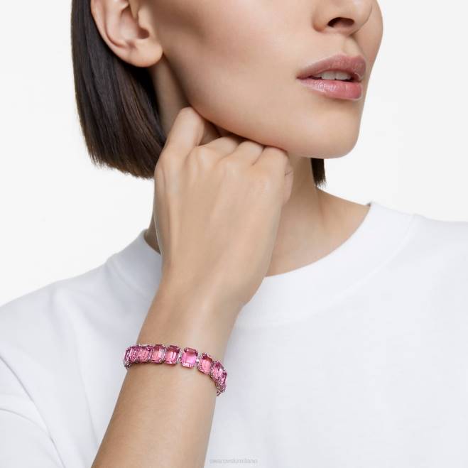 Swarovski DV4B566 gioielleria taglio ottagonale, rosa, placcato rodio braccialetto millenario