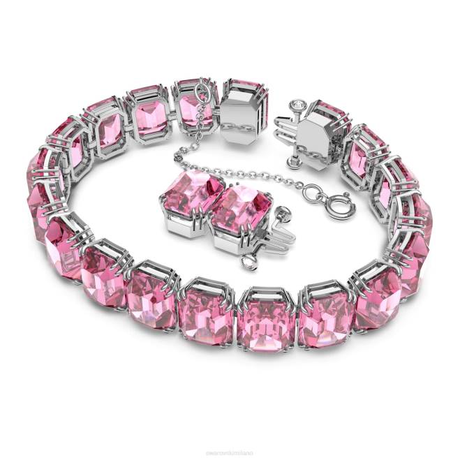 Swarovski DV4B566 gioielleria taglio ottagonale, rosa, placcato rodio braccialetto millenario