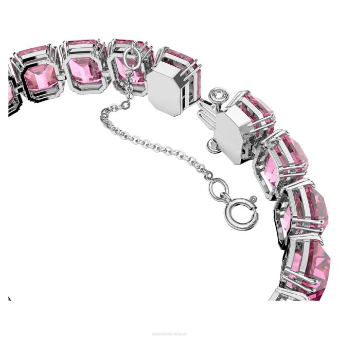 Swarovski DV4B566 gioielleria taglio ottagonale, rosa, placcato rodio braccialetto millenario