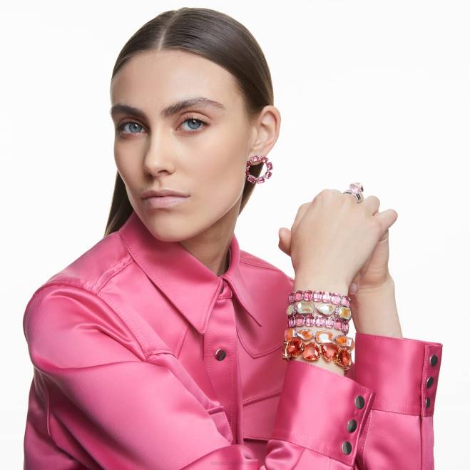 Swarovski DV4B566 gioielleria taglio ottagonale, rosa, placcato rodio braccialetto millenario