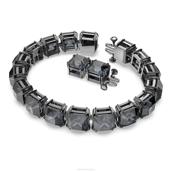Swarovski DV4B567 gioielleria taglio quadrato, grigio, placcato rutenio braccialetto millenario