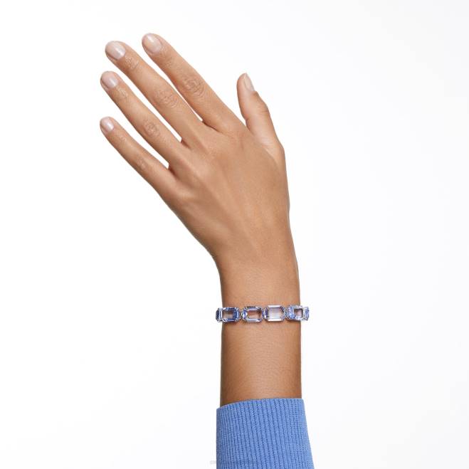 Swarovski DV4B568 gioielleria taglio ottagonale, blu, placcato rodio braccialetto millenario