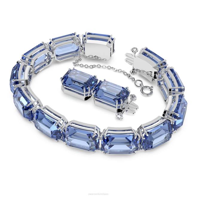 Swarovski DV4B568 gioielleria taglio ottagonale, blu, placcato rodio braccialetto millenario