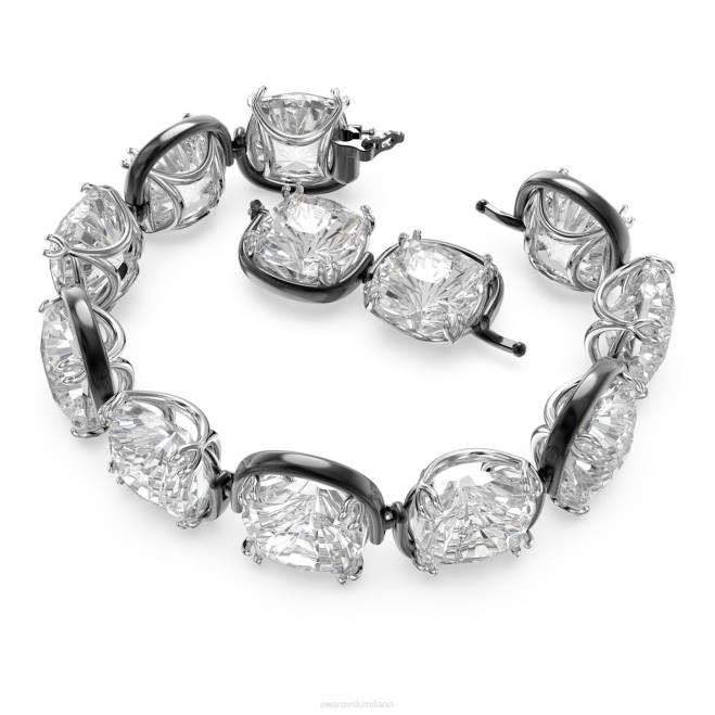 Swarovski DV4B569 gioielleria taglio cuscino, bianco, finitura metallo misto braccialetto armonia