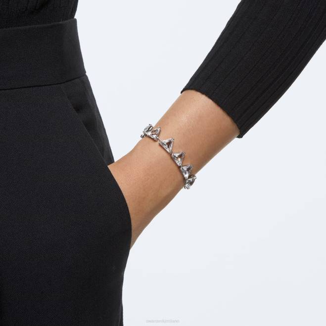 Swarovski DV4B570 gioielleria taglio a triangolo, bianco, placcato rodio bracciale ortice