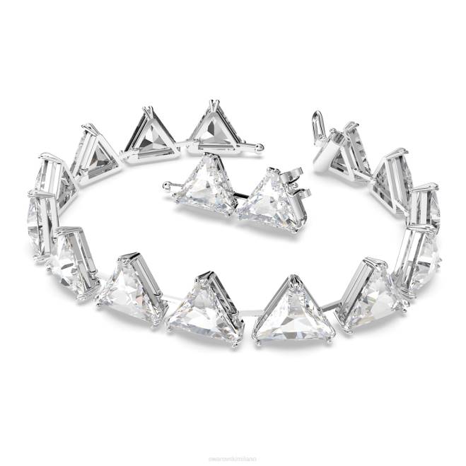 Swarovski DV4B570 gioielleria taglio a triangolo, bianco, placcato rodio bracciale ortice