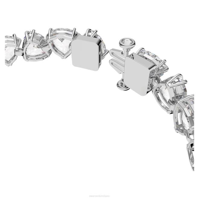 Swarovski DV4B571 gioielleria taglio trilliant, bianco, placcato rodio braccialetto millenario