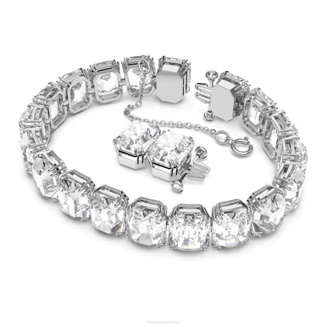 Swarovski DV4B572 gioielleria taglio ottagonale, bianco, placcato rodio braccialetto millenario