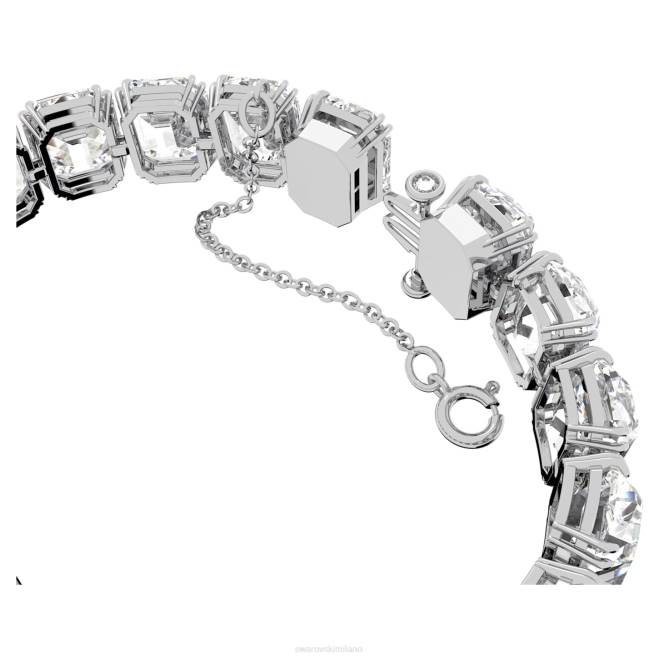 Swarovski DV4B572 gioielleria taglio ottagonale, bianco, placcato rodio braccialetto millenario