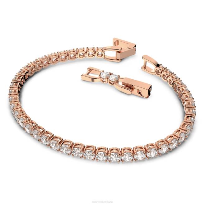 Swarovski DV4B573 gioielleria taglio rotondo, bianco, placcato tonalità oro rosa braccialetto tennis deluxe