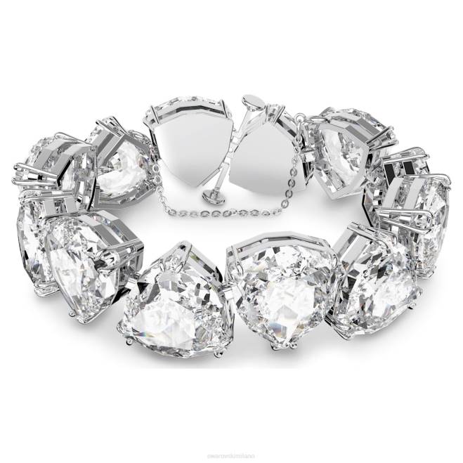 Swarovski DV4B574 gioielleria cristalli oversize, taglio trilliant, bianchi, placcati rodio braccialetto millenario