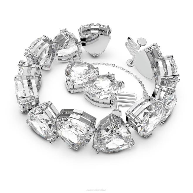 Swarovski DV4B574 gioielleria cristalli oversize, taglio trilliant, bianchi, placcati rodio braccialetto millenario