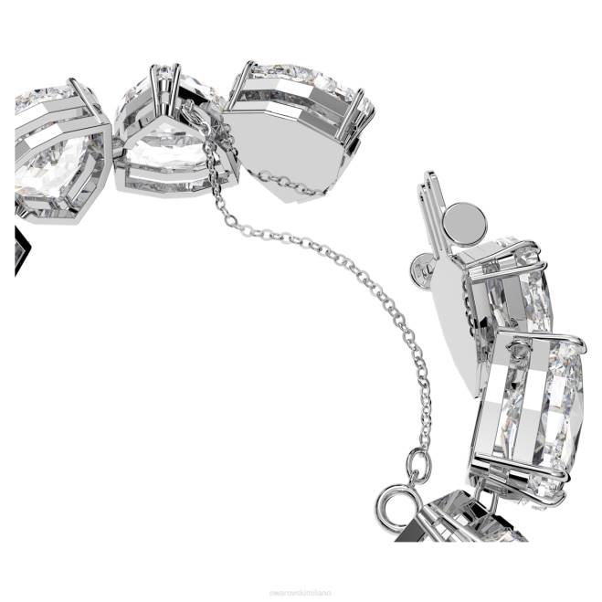 Swarovski DV4B574 gioielleria cristalli oversize, taglio trilliant, bianchi, placcati rodio braccialetto millenario