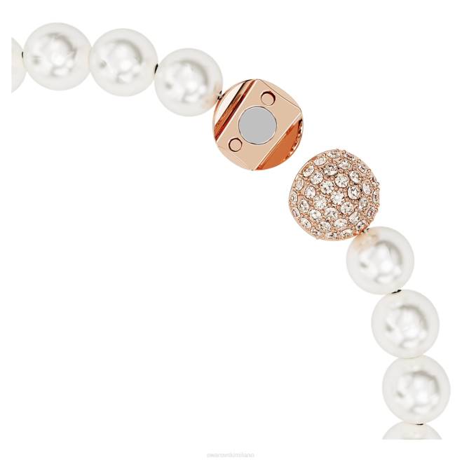 Swarovski DV4B575 gioielleria piuma, bianco, placcato tonalità oro rosa bel braccialetto