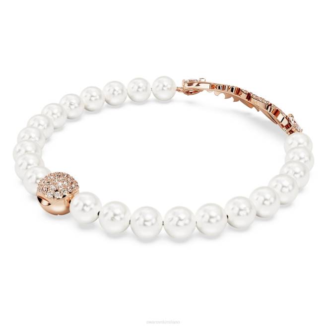 Swarovski DV4B575 gioielleria piuma, bianco, placcato tonalità oro rosa bel braccialetto