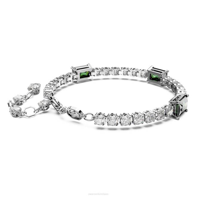 Swarovski DV4B577 gioielleria tagli misti, verdi, rodiati braccialetto tennis a matrice