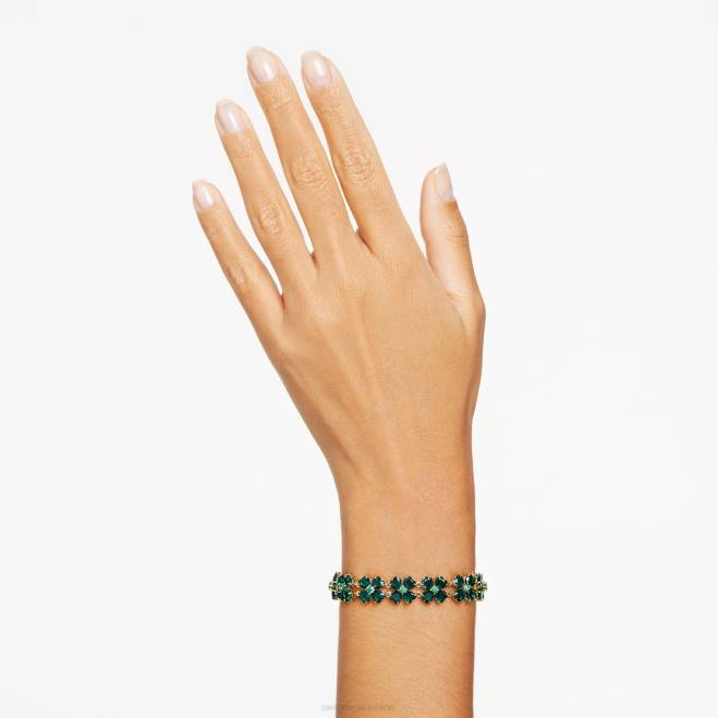 Swarovski DV4B579 gioielleria tagli misti, quadrifogli multipli, verde, placcato color oro braccialetto idilliaco
