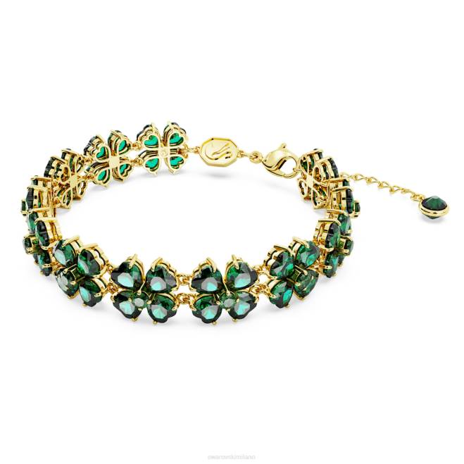 Swarovski DV4B579 gioielleria tagli misti, quadrifogli multipli, verde, placcato color oro braccialetto idilliaco