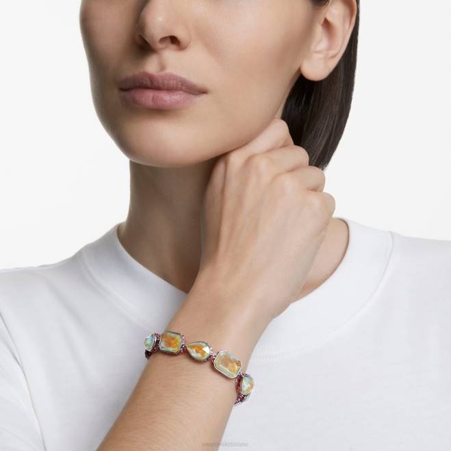 Swarovski DV4B582 gioielleria chiusura magnetica, tagli misti, multicolore, placcato rodio braccialetto dell'orbita