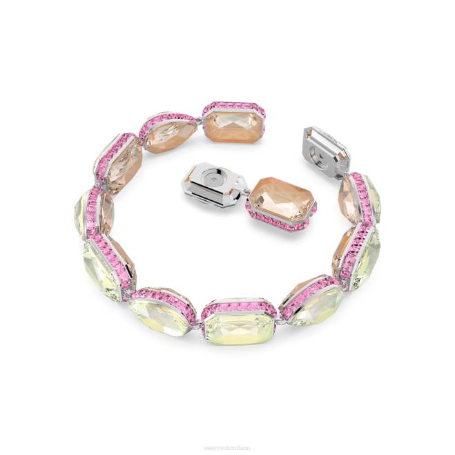 Swarovski DV4B582 gioielleria chiusura magnetica, tagli misti, multicolore, placcato rodio braccialetto dell'orbita