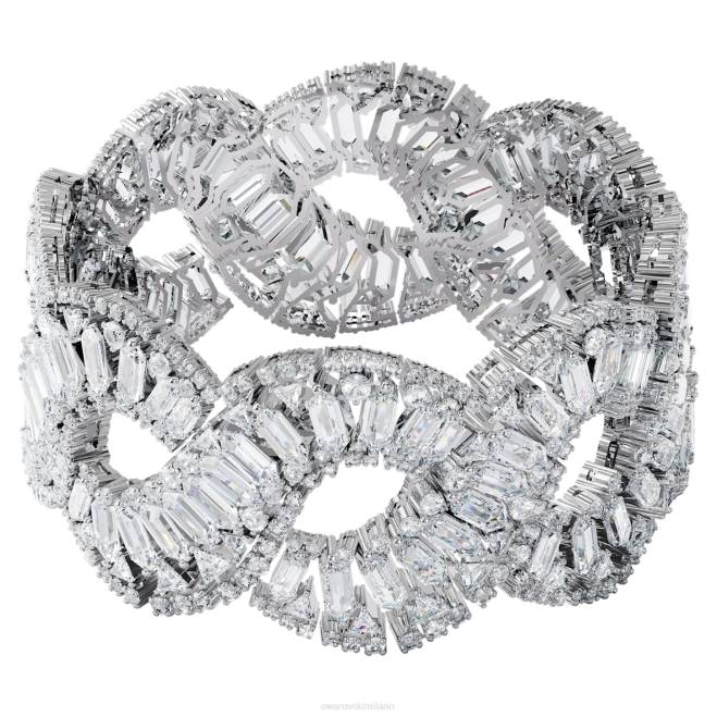 Swarovski DV4B583 gioielleria tagli misti, ondulati, bianchi, rodiati braccialetto iperbole