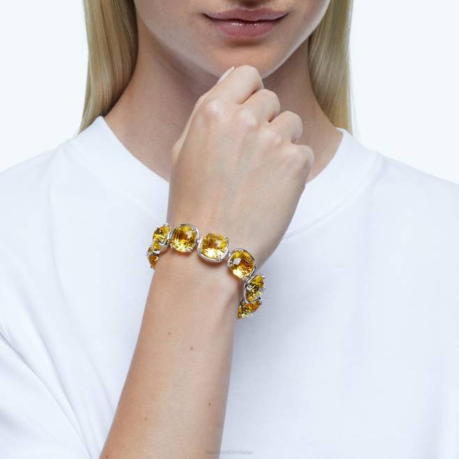 Swarovski DV4B584 gioielleria taglio cuscino, giallo, placcato rodio braccialetto armonia