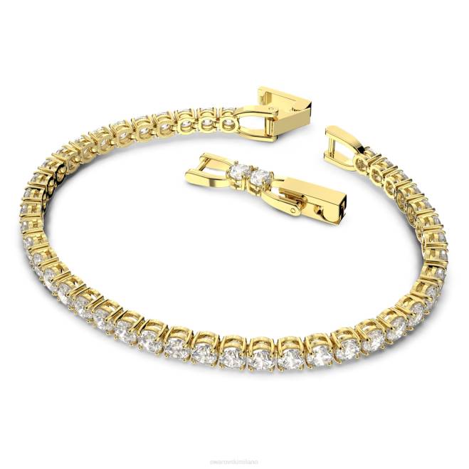 Swarovski DV4B585 gioielleria taglio rotondo, bianco, placcato oro braccialetto tennis deluxe