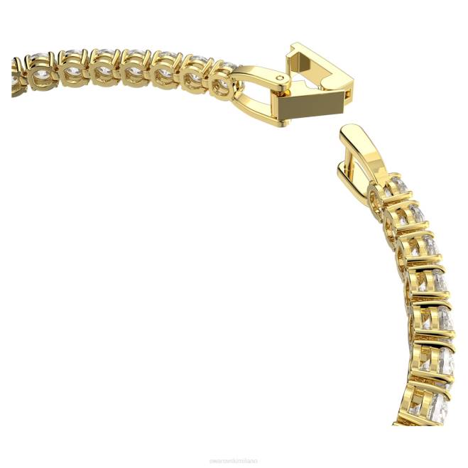 Swarovski DV4B585 gioielleria taglio rotondo, bianco, placcato oro braccialetto tennis deluxe