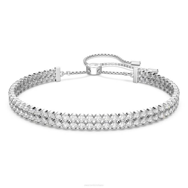 Swarovski DV4B474 gioielleria taglio rotondo, bianco, placcato rodio braccialetto sottile