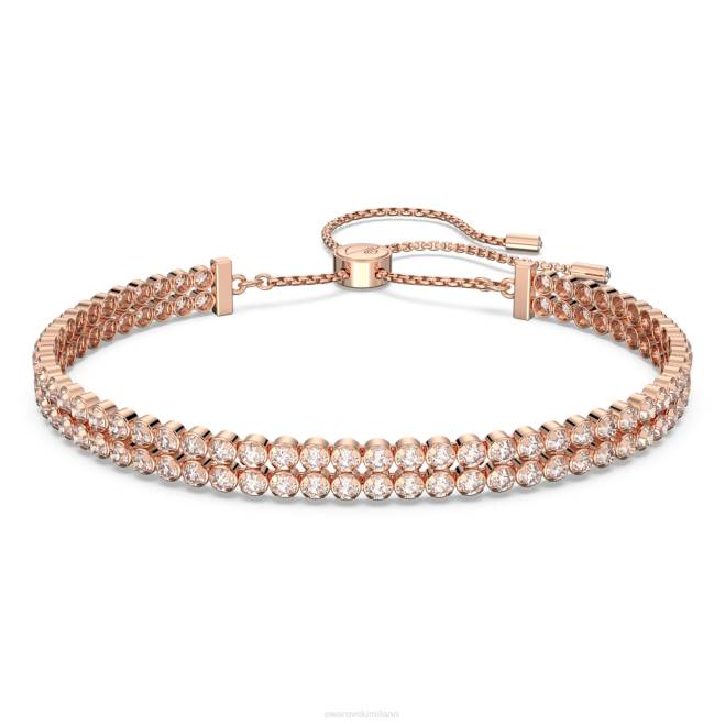 Swarovski DV4B475 gioielleria taglio rotondo, bianco, placcato tonalità oro rosa braccialetto sottile