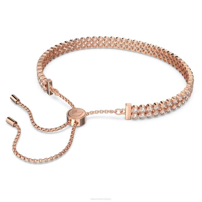 Swarovski DV4B475 gioielleria taglio rotondo, bianco, placcato tonalità oro rosa braccialetto sottile