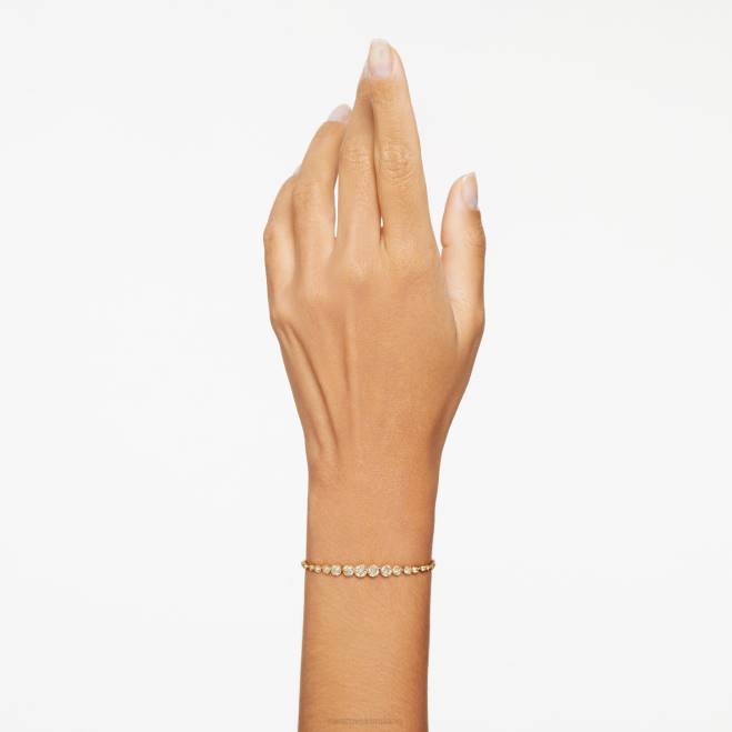 Swarovski DV4B482 gioielleria tagli rotondi misti, tono oro, placcato oro braccialetto Emily