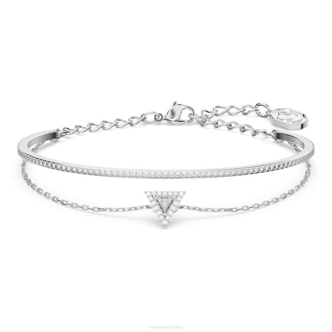 Swarovski DV4B487 gioielleria taglio a triangolo, pavè, bianco, placcato rodio bracciale ortice