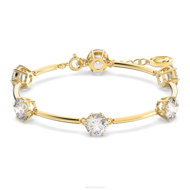 Swarovski DV4B504 gioielleria taglio rotondo, bianco, placcato oro lucido braccialetto costellazione