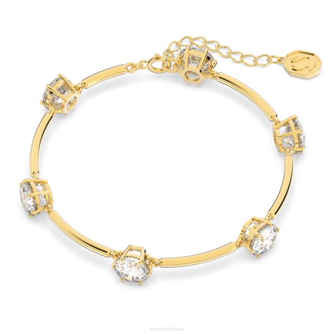 Swarovski DV4B504 gioielleria taglio rotondo, bianco, placcato oro lucido braccialetto costellazione
