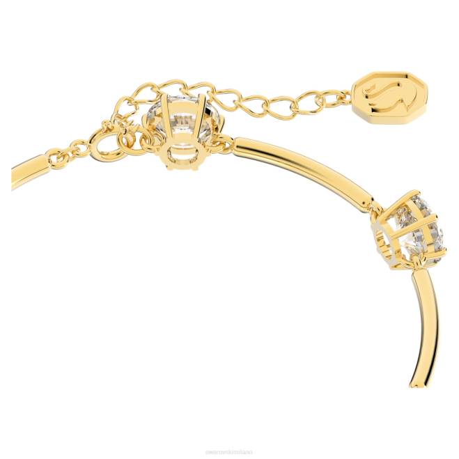 Swarovski DV4B504 gioielleria taglio rotondo, bianco, placcato oro lucido braccialetto costellazione