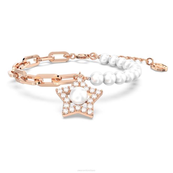 Swarovski DV4B511 gioielleria pavé, stella, bianco, placcato tonalità oro rosa braccialetto stella
