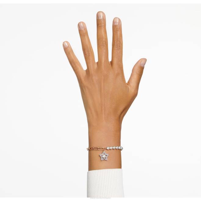 Swarovski DV4B511 gioielleria pavé, stella, bianco, placcato tonalità oro rosa braccialetto stella