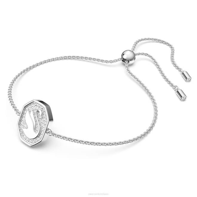 Swarovski DV4B526 gioielleria cigno, bianco, placcato rodio braccialetto con segno