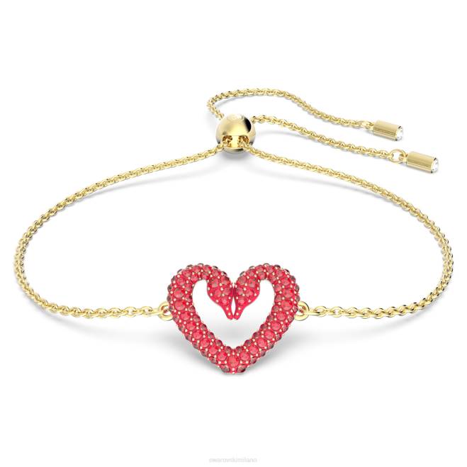 Swarovski DV4B532 gioielleria cuore, rosso, placcato color oro un braccialetto