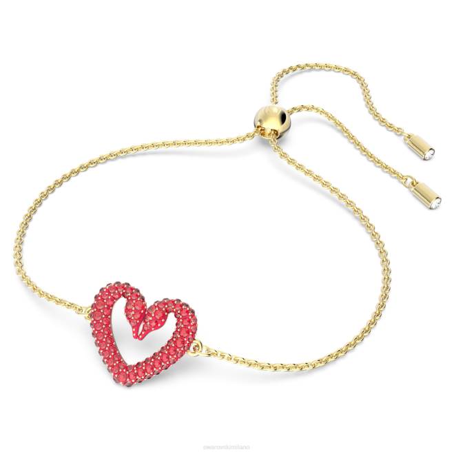 Swarovski DV4B532 gioielleria cuore, rosso, placcato color oro un braccialetto
