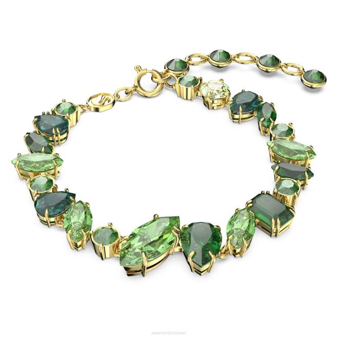 Swarovski DV4B534 gioielleria tagli misti, verde, placcato oro braccialetto gemma