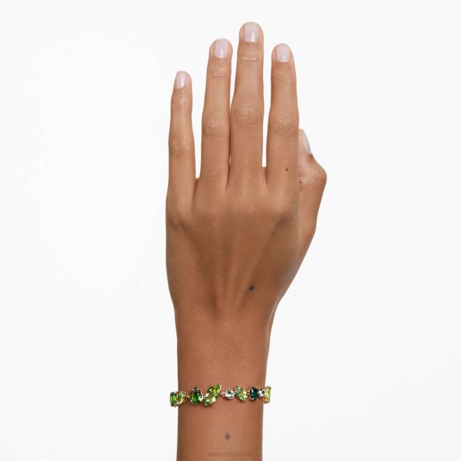 Swarovski DV4B534 gioielleria tagli misti, verde, placcato oro braccialetto gemma