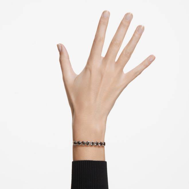 Swarovski DV4B536 gioielleria taglio rotondo, nero, placcato tonalità oro rosa braccialetto exalta