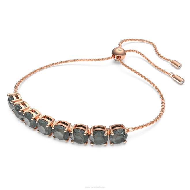 Swarovski DV4B536 gioielleria taglio rotondo, nero, placcato tonalità oro rosa braccialetto exalta