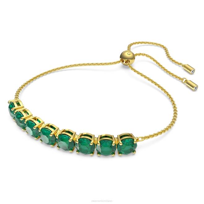 Swarovski DV4B537 gioielleria taglio rotondo, verde, placcato color oro braccialetto exalta