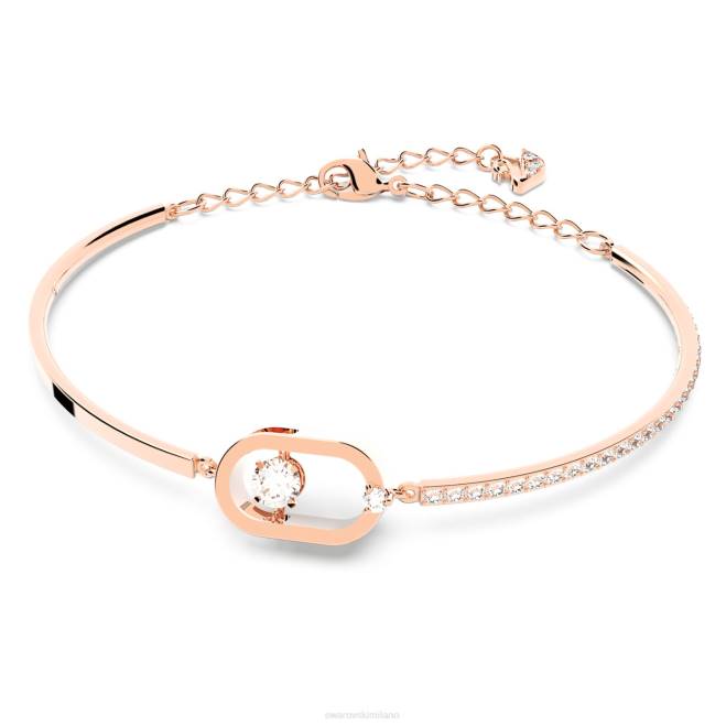 Swarovski DV4B614 gioielleria taglio rotondo, forma ovale, bianco, placcato tonalità oro rosa braccialetto da ballo scintillante