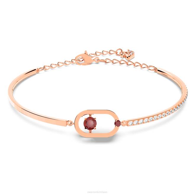 Swarovski DV4B640 gioielleria taglio rotondo, forma ovale, rosso, placcato tonalità oro rosa braccialetto da ballo scintillante