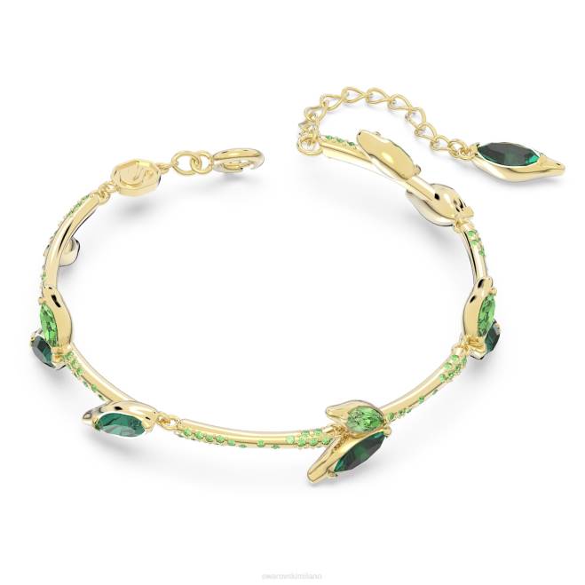 Swarovski DV4B644 gioielleria bambù, verde, placcato color oro braccialetto dellio